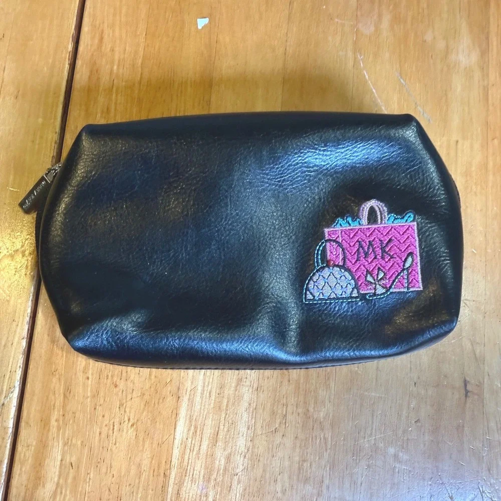 Mary Kay Black Girlfriend Cosmetic Bag Pink Interior Mesh Pockets Shopping Bag